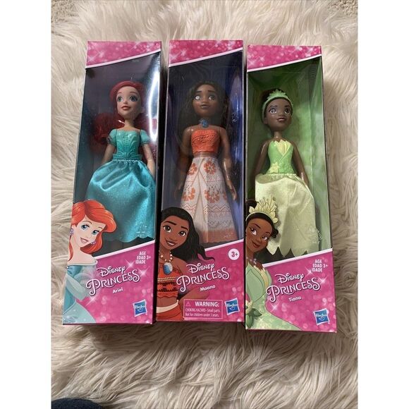 Disney Princess Fashion Dolls Lot of 3 Ariel Moana Tiana 11 In Hasbro NIB 3481 - Picture 11 of 11
